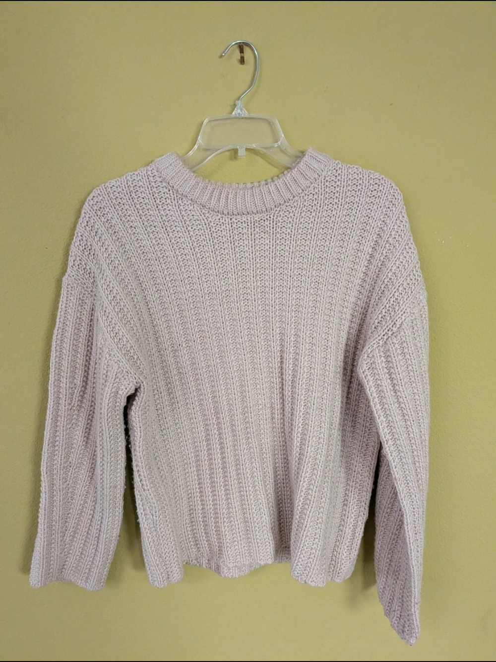Women's Light Beige Rib Knit Sweater
